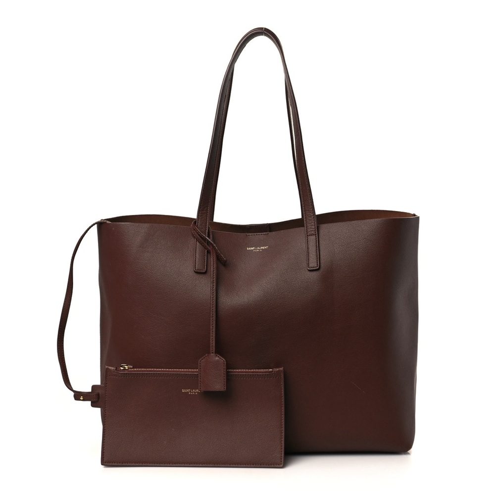 Saint Laurent Calfskin Large Shopping Tote- Old Brandy